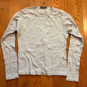 EUC Brandy Melville Tori Striped Top Long Sleeves Shirt Grey/White